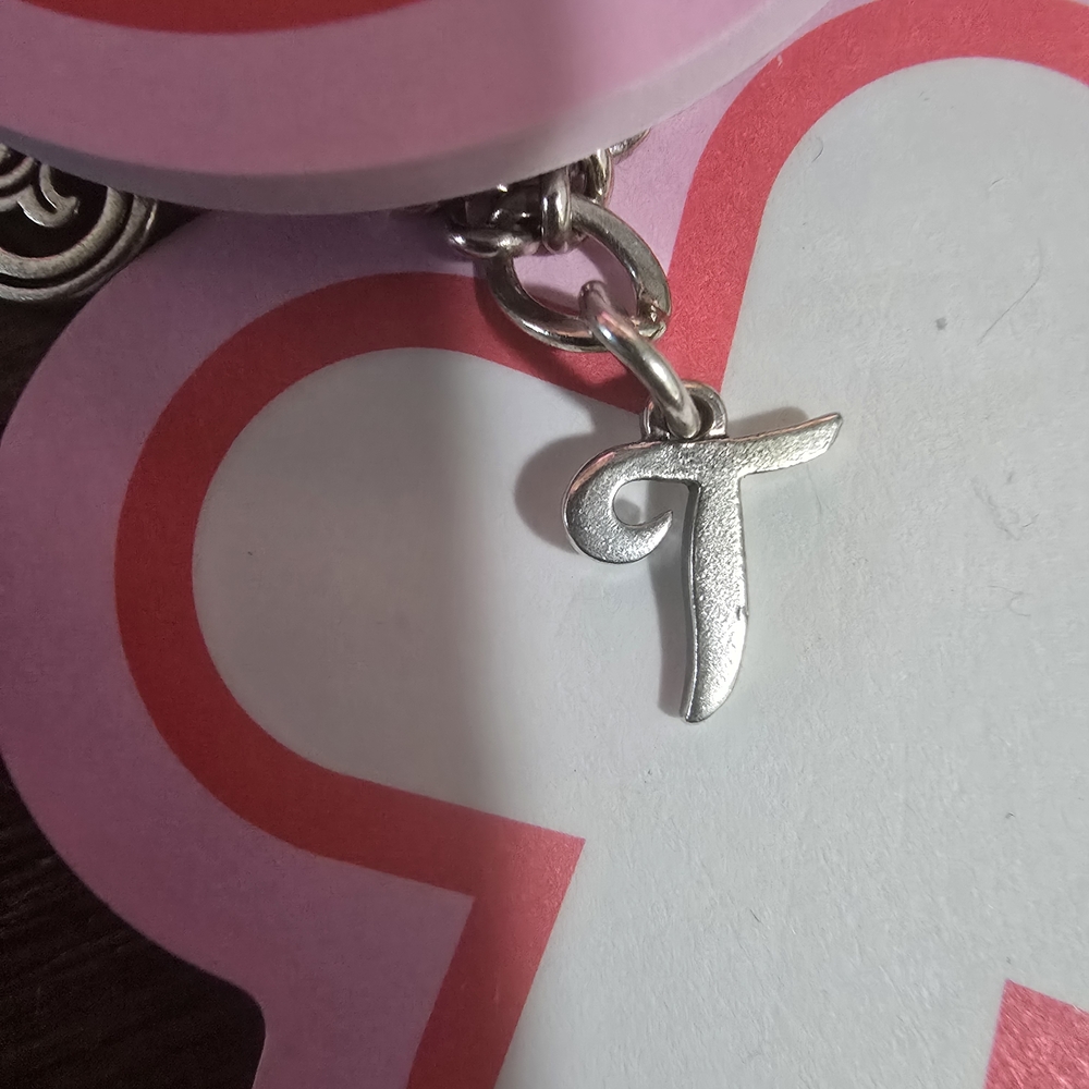 Silver Initial 'T' Charm Bracelet - image 1